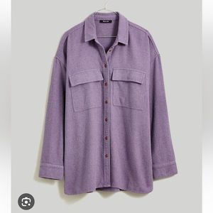 NWT Madewell brushed oversized shirt jacket in smoky grape purple (item NM433)